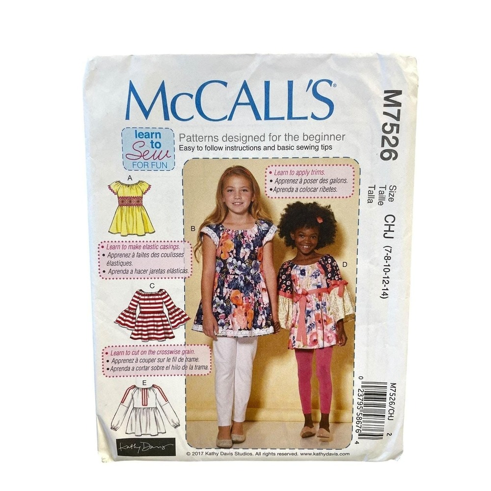 McCall's M7526 Girls' Tops Tunic CHJ (7-8-10-12-14) Learn to‎ Sew
